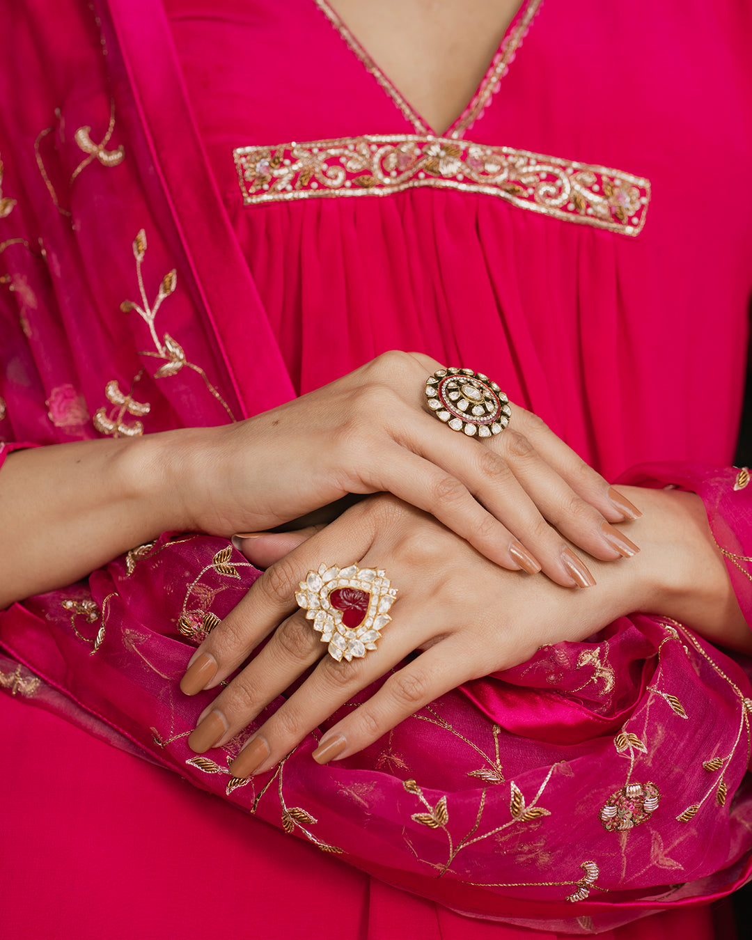 Gold Red Heart Ring