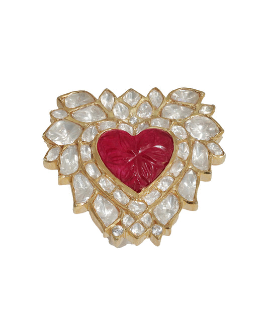 Gold Red Heart Ring