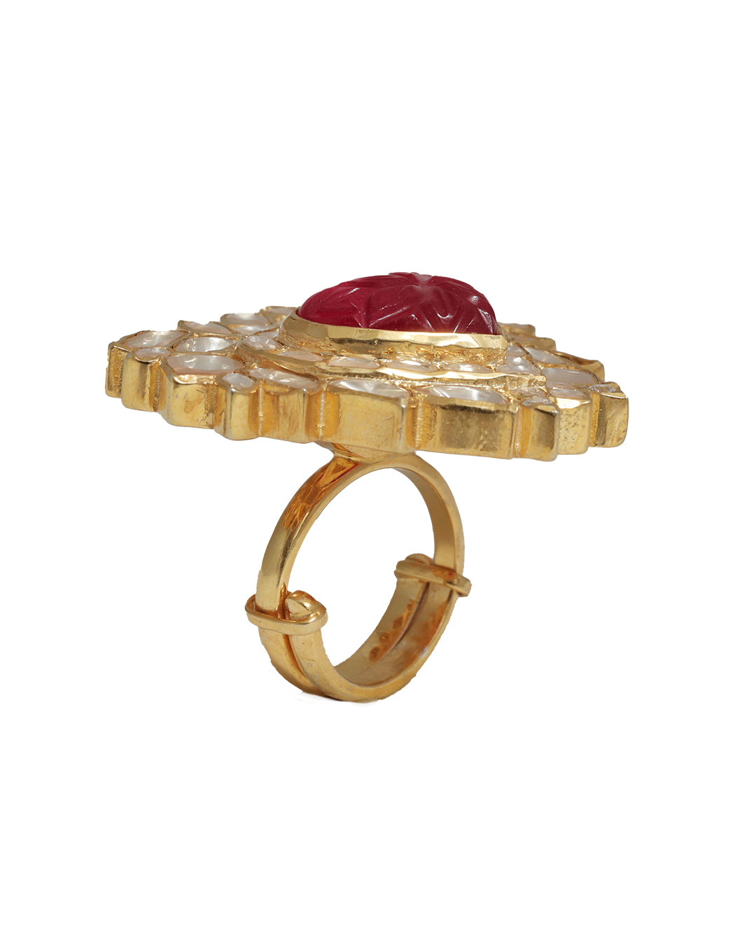 Gold Red Heart Ring