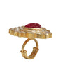 Gold Red Heart Ring