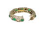 Antique Gold Moissanite, CZ, and Green Quartz Cabachon Bangle