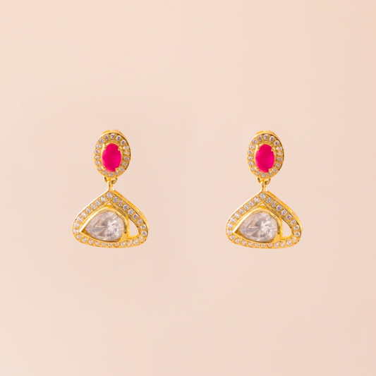 Gold Moissanite, and Red CZ Small Hanging