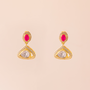 Gold Moissanite, and Red CZ Small Hanging