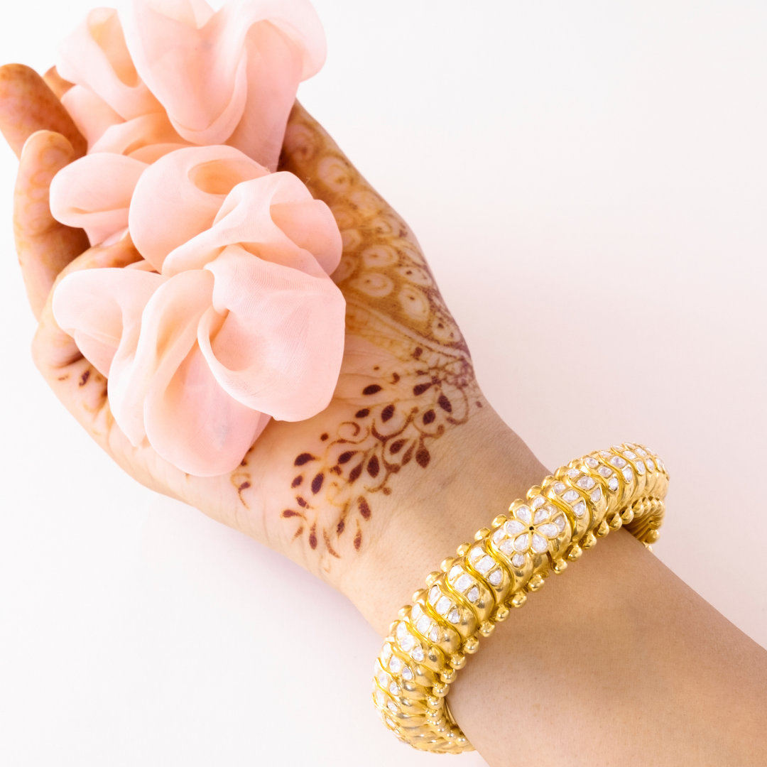 Gold White Flexible Kada