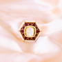 Gold Moissanite, Pearls and Red Enamelling CZ Ring