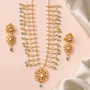 Gold Mint Green Necklace and Earring Set